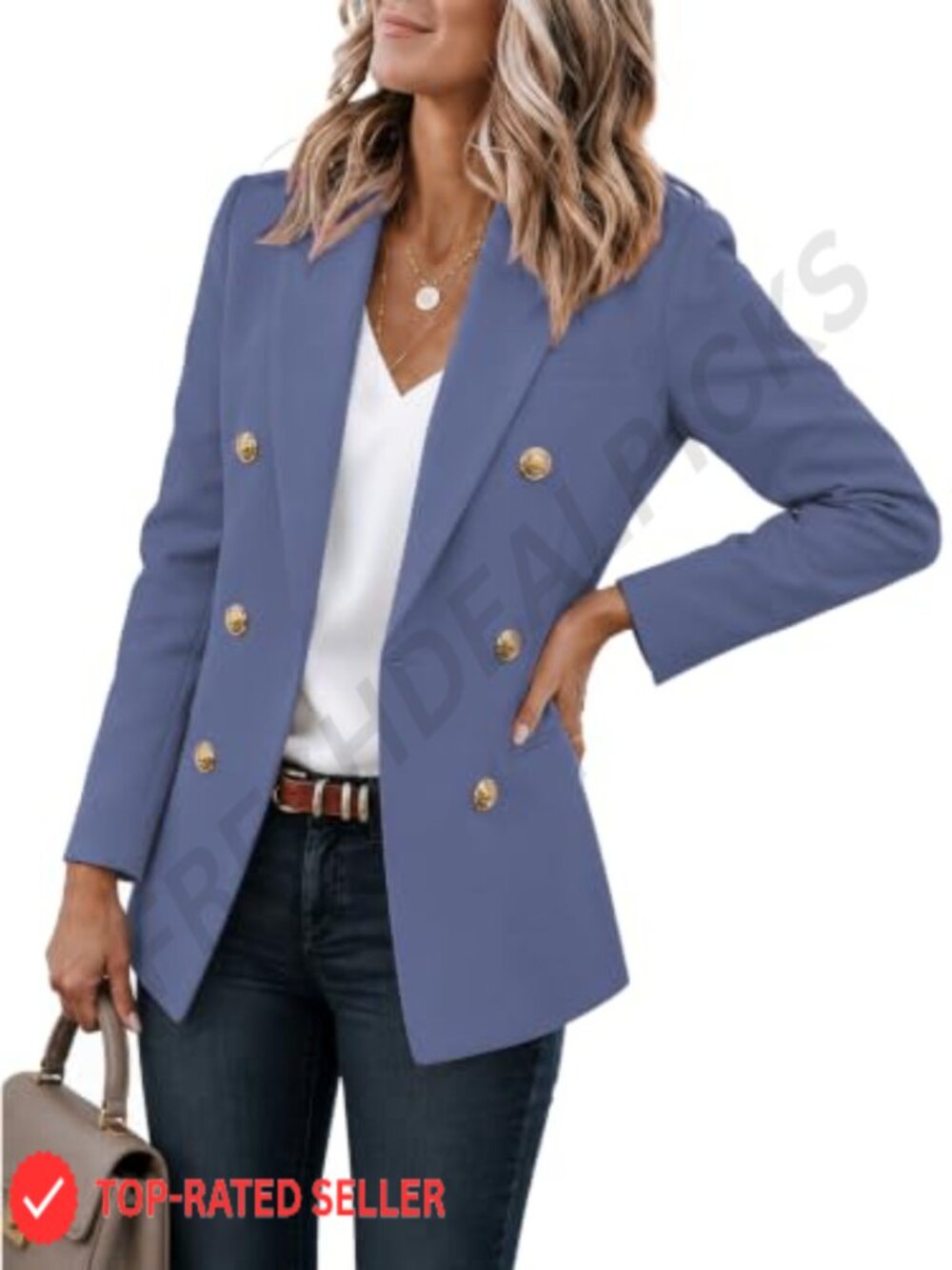 Women's Double Breasted Blazer Open Front Full Lined Work Office Jacket